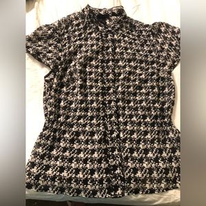 Lane Bryant size 14/16 sheer peplum button up blouse with elastic back